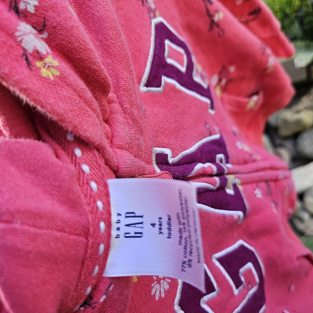 GAP Pink Toddler Hoodie with Floral Design